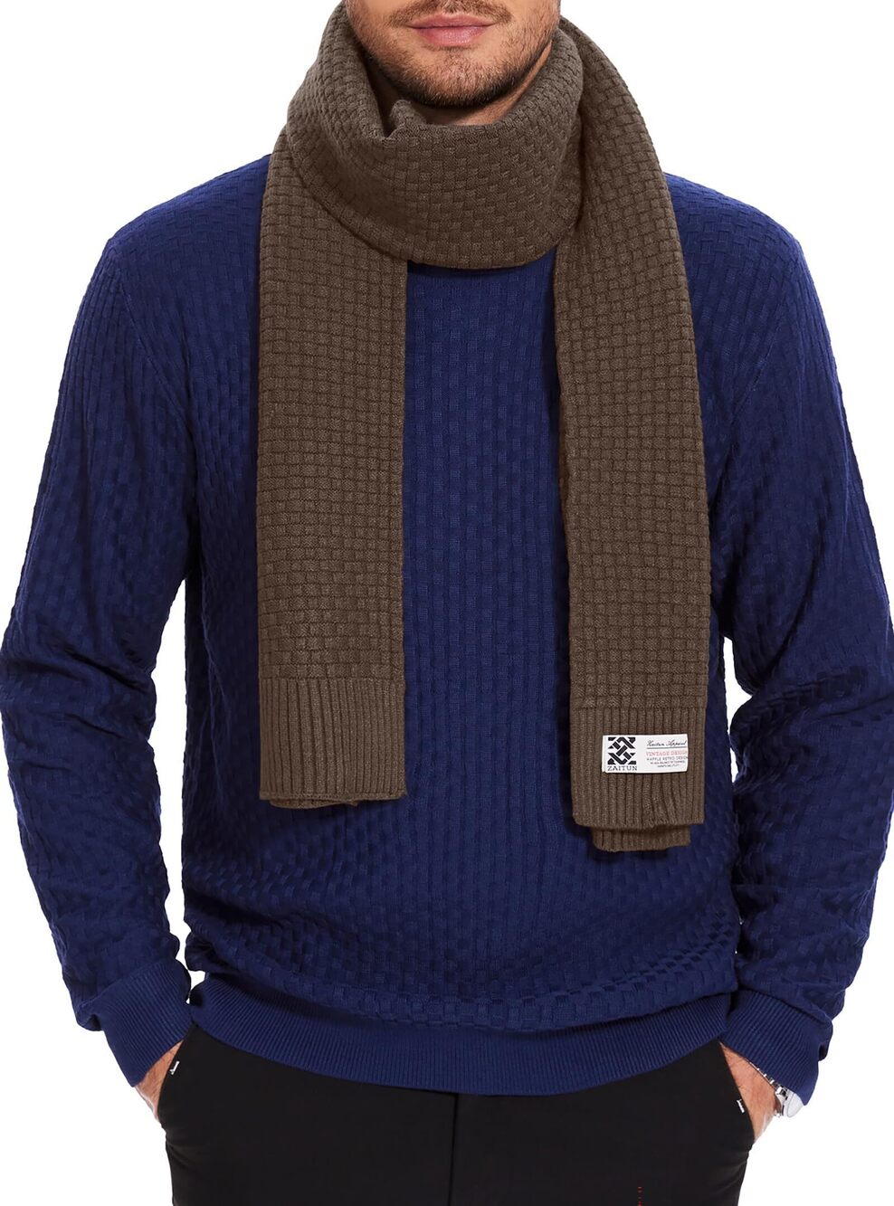7938 Winter Scarf Soft Warm Waffle knitted Classic Fashion Cold Weather